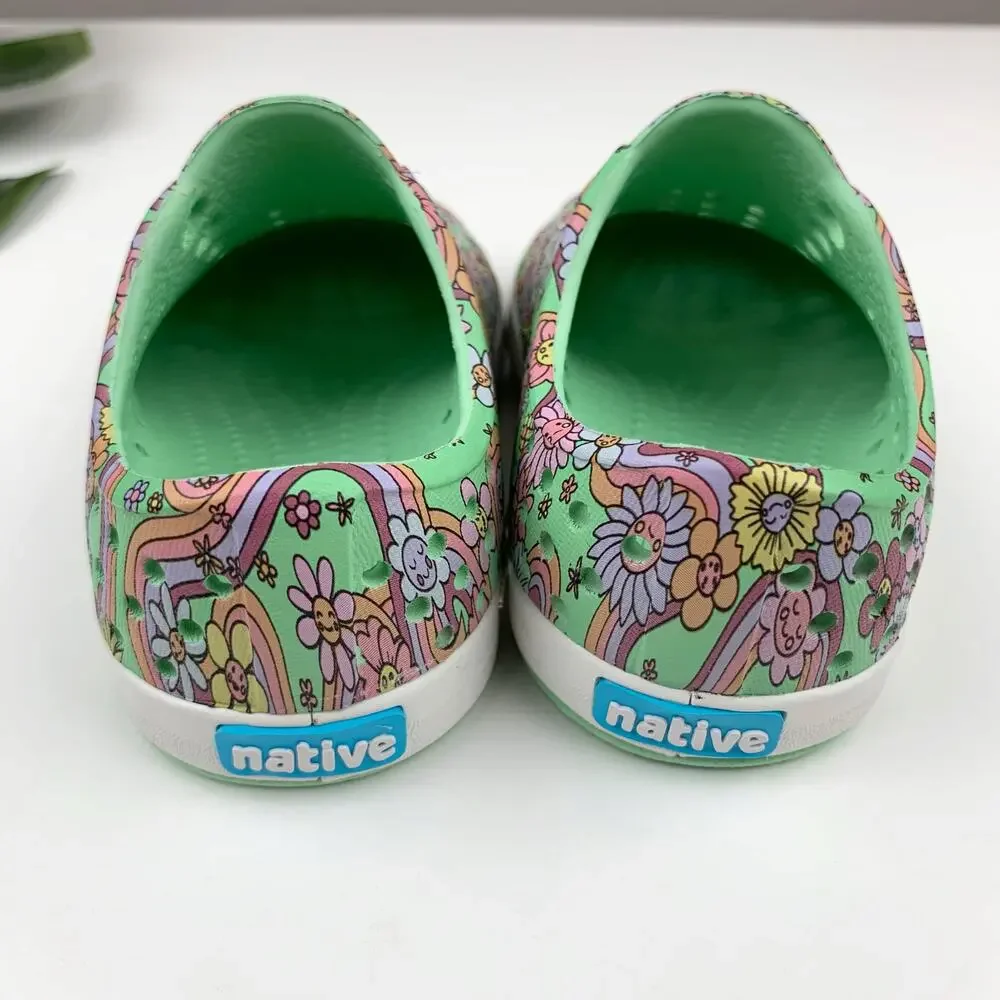 Native Jefferson Sugarlite Slip On Shoes Green Floral Sandals Kids Toddler C4